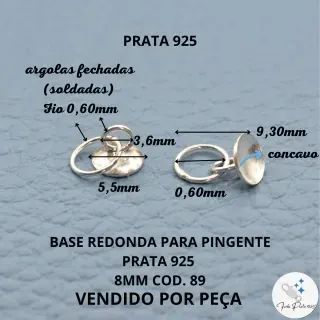 Base Pingente Prata 925 com Argola para Pedra- VENDA ATACADO - Foto 4