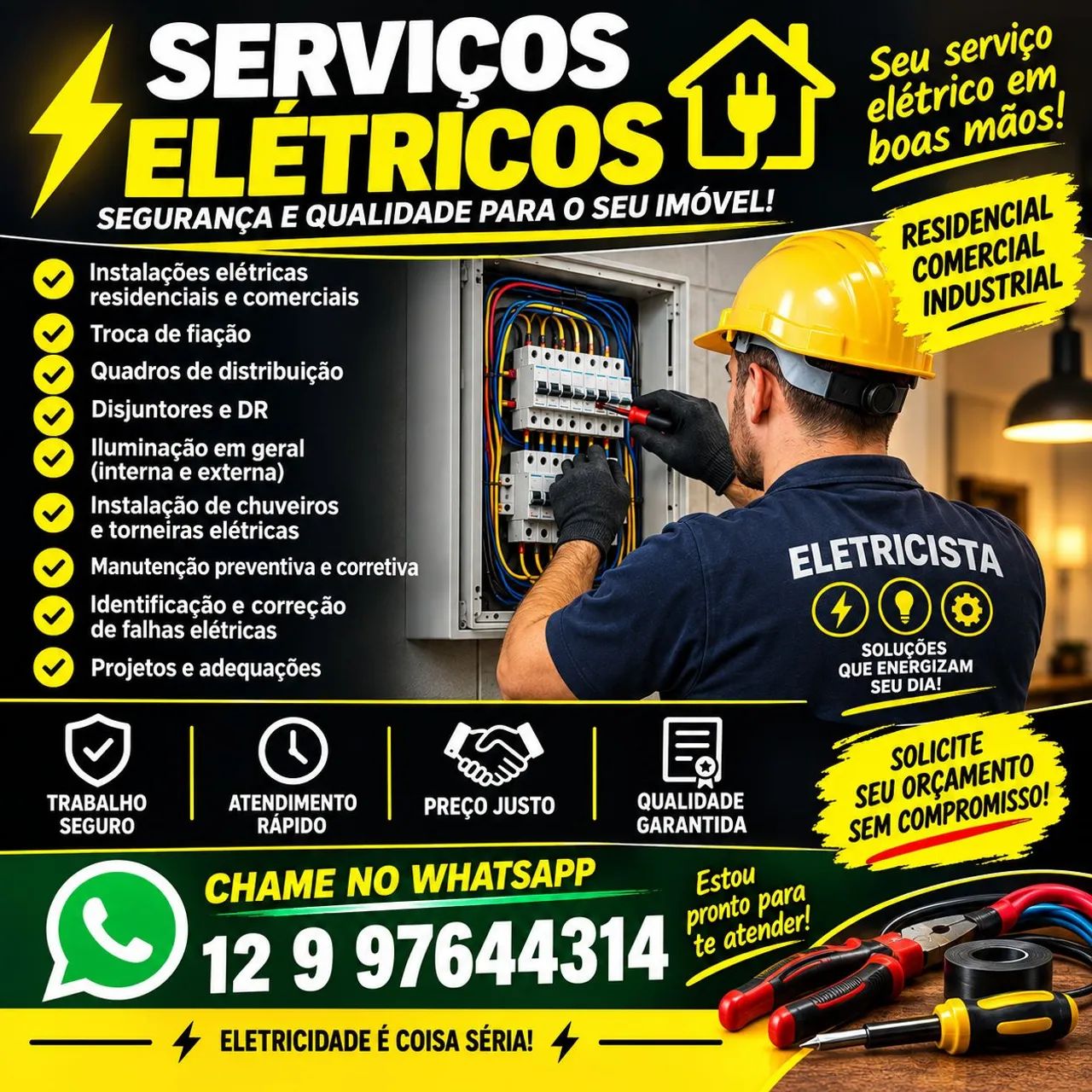 Trabalho de eletricista e limpeza de caixa d'água 