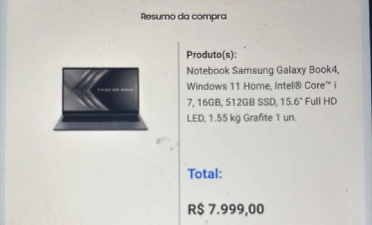 Notebook Samsung i7 nunca usado com nota fiscal