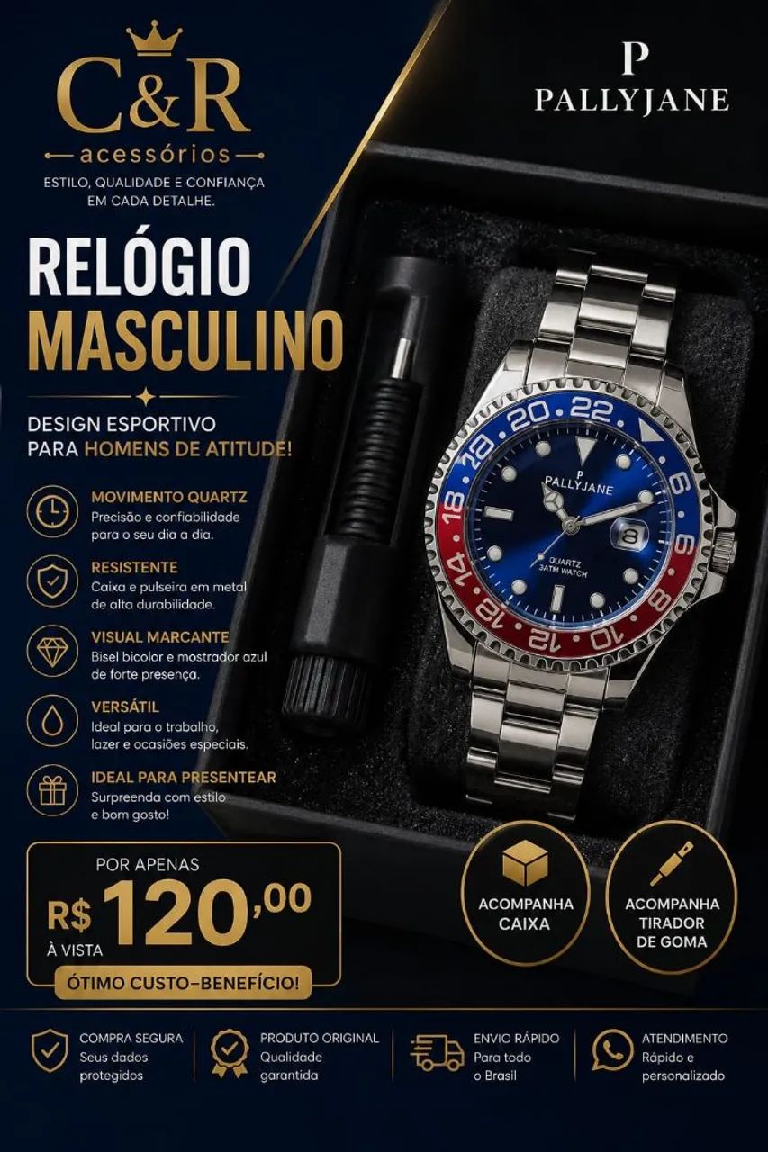 Relógio masculino Pallyjane 