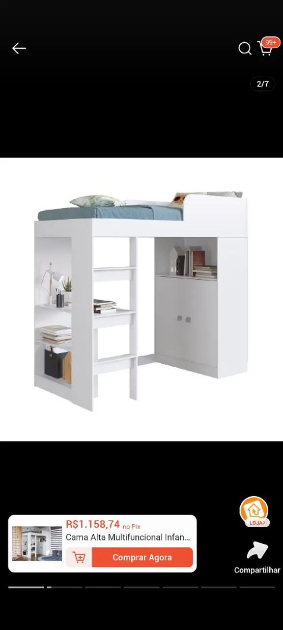 Cama de solteiro alta multifuncional - Foto 3