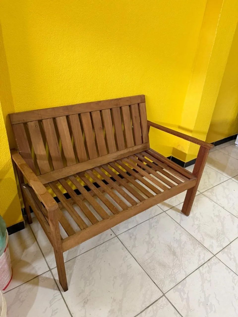 Banco Namoradeira Sofá Madeira Maciça San Martino 108cm - Foto 3