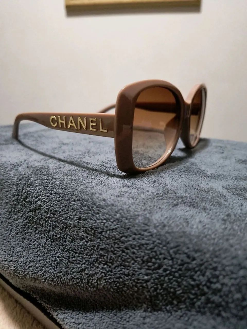 óculos de sol chanel feminino bege - Foto 3