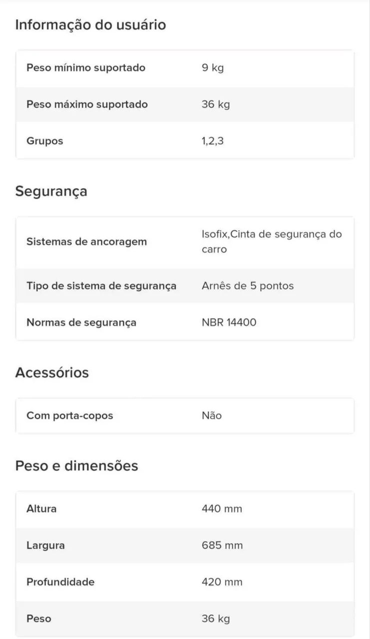 Cadeirinha para Automóvel Seminova - Foto 5