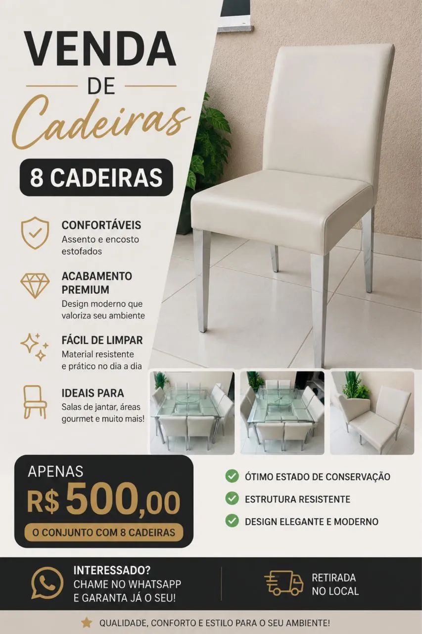 Jogo de 8 Cadeiras  - Foto 2
