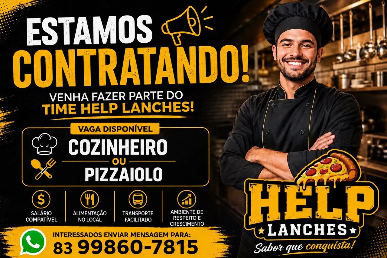 Estamos contratando Pizzayolo e cozinheiro 