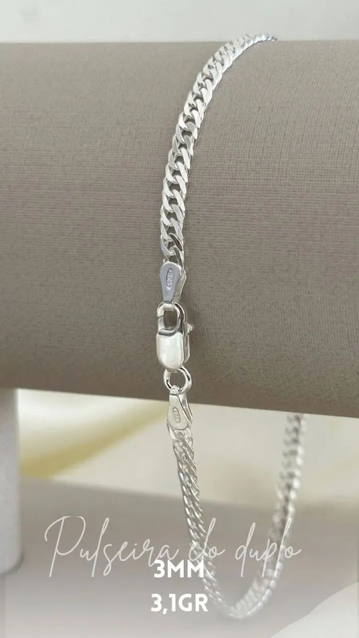 Pulseira de Elo Duplo 3mm (Prata925)