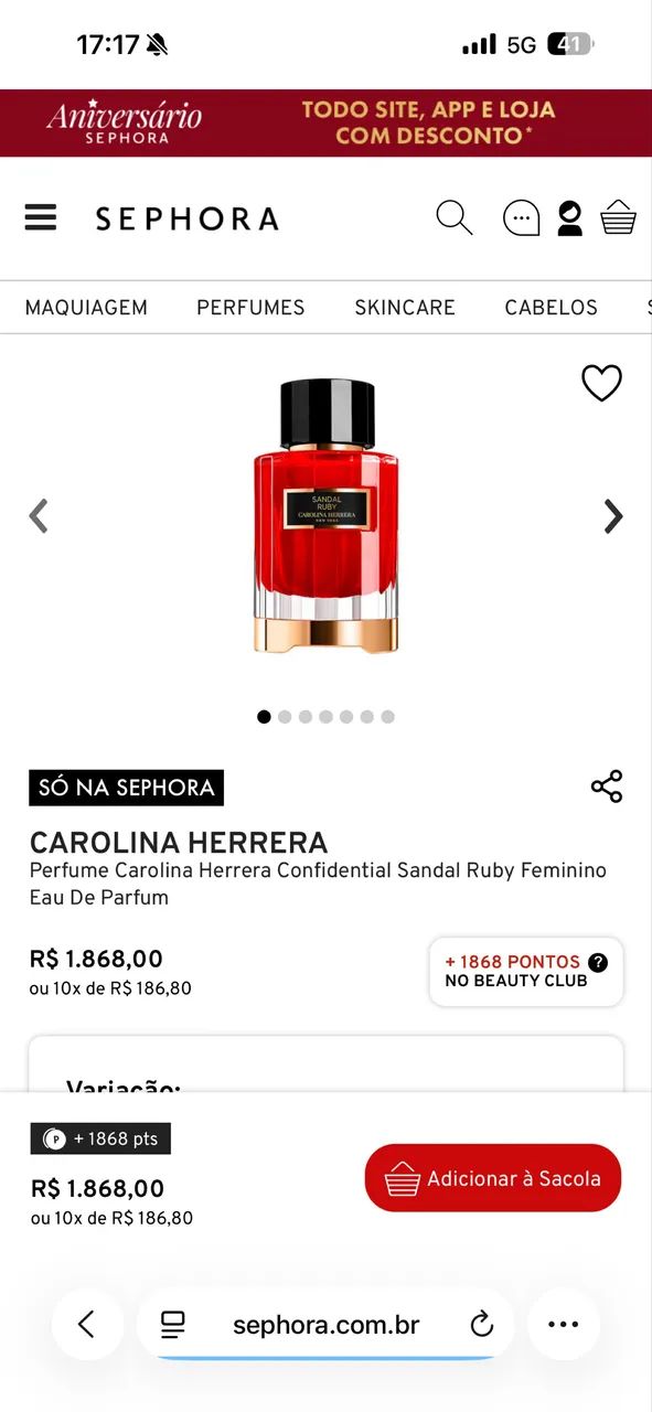 Perfume Sandal Ruby - Carolina Herrera - NOVO ORIGINAL  - Foto 4