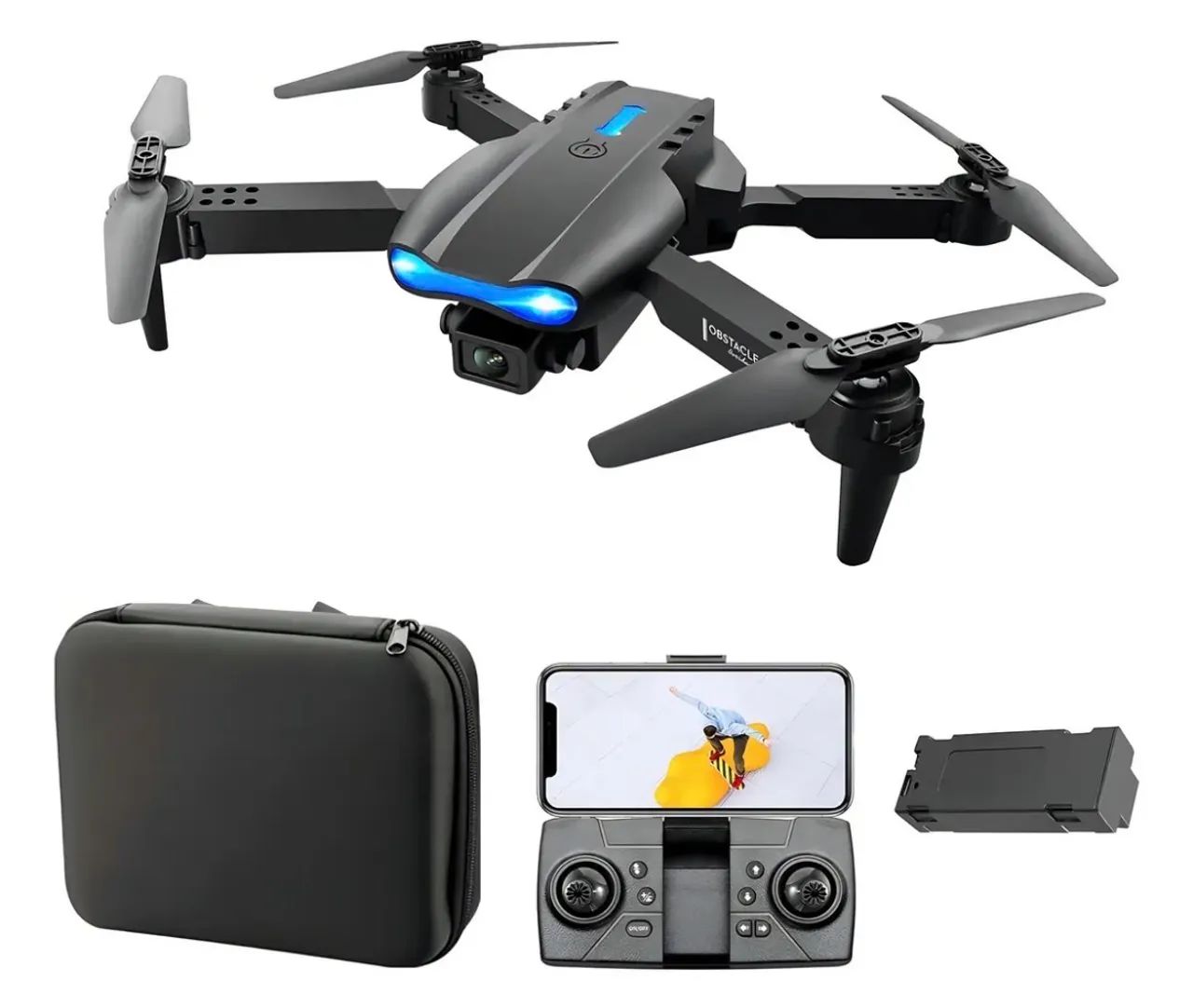 Drone E99 4K Câmera Dual Wi-Fi FPV Mini 20min Voo Preto - Foto 2