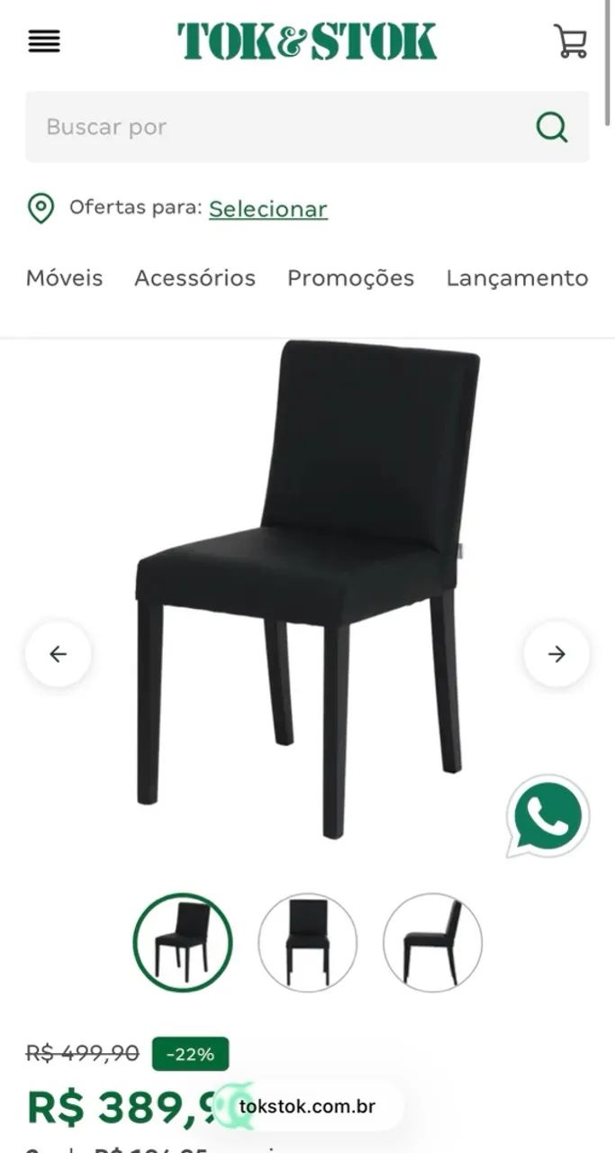 4 cadeiras Tok stok pretas  - Foto 4