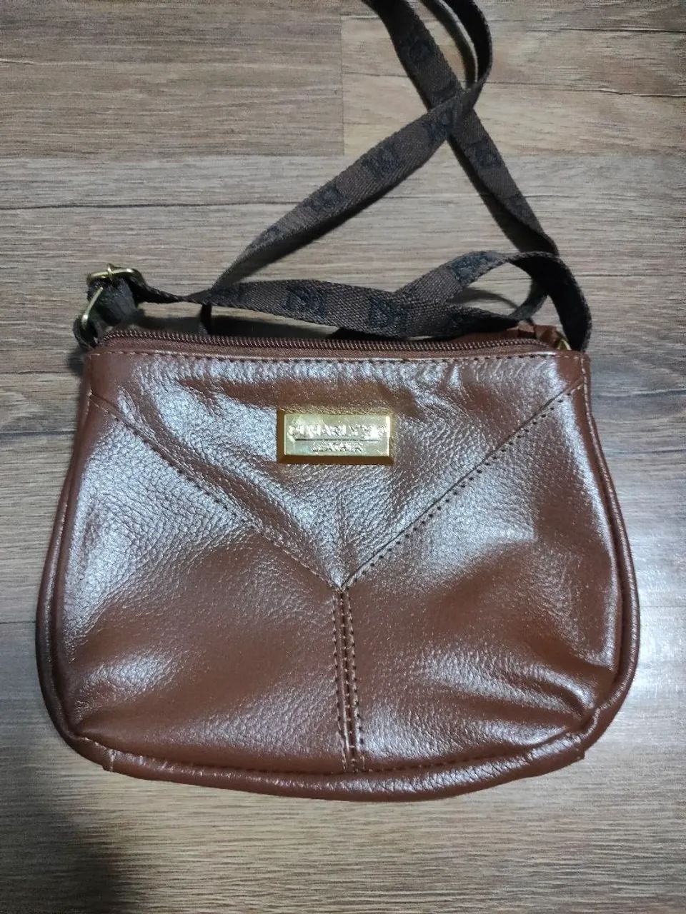 bolsa P transversal em couro Marrom DiMarlys