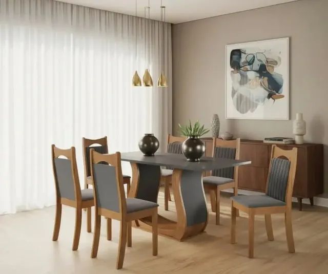 Mesa de Jantar Retangular Buenos Aires com 6 Cadeiras Dalas Yescasa - Foto 4