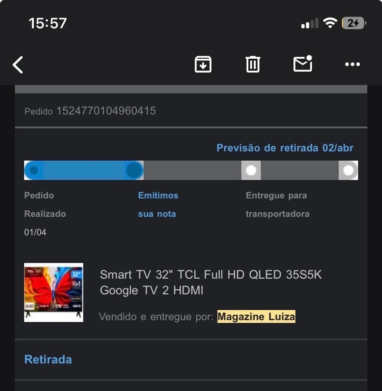Smart TV 32" TCL Full HD QLED 35S5K Google TV 2 HDMI - Foto 4