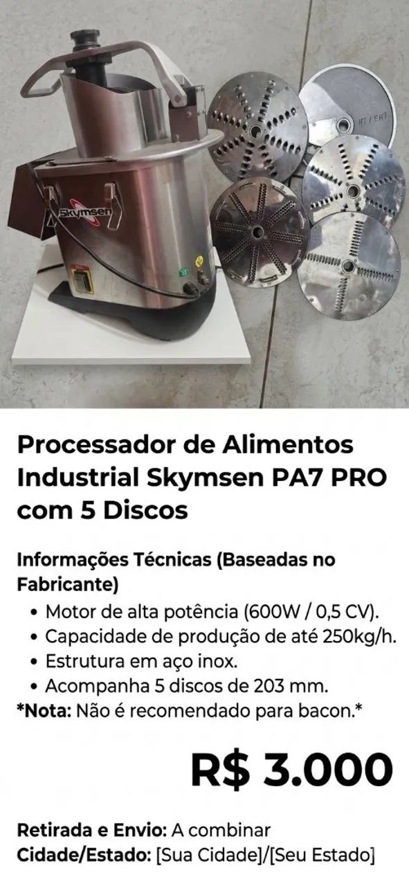PROCESSADOR DE ALIMENTOS INDUSTRIAL