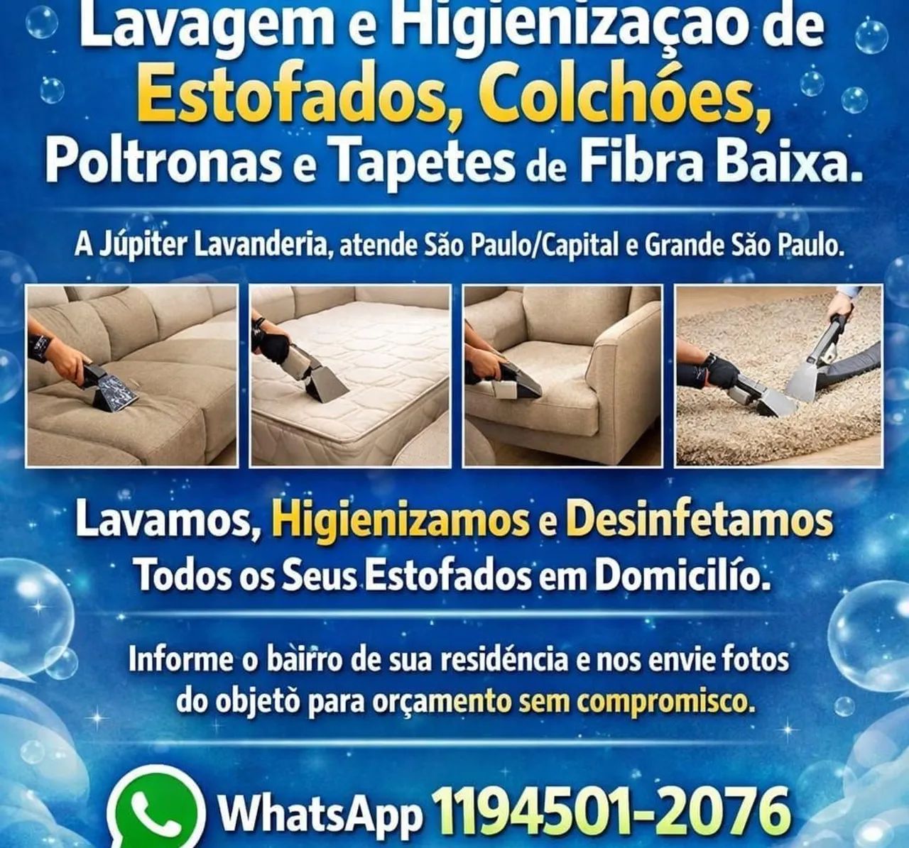 Lavagem De Estofados e Tapetes Com Qualidade Técnica 