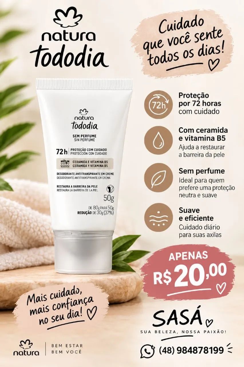 Desodorante Creme Natura Tododia  - Foto 3