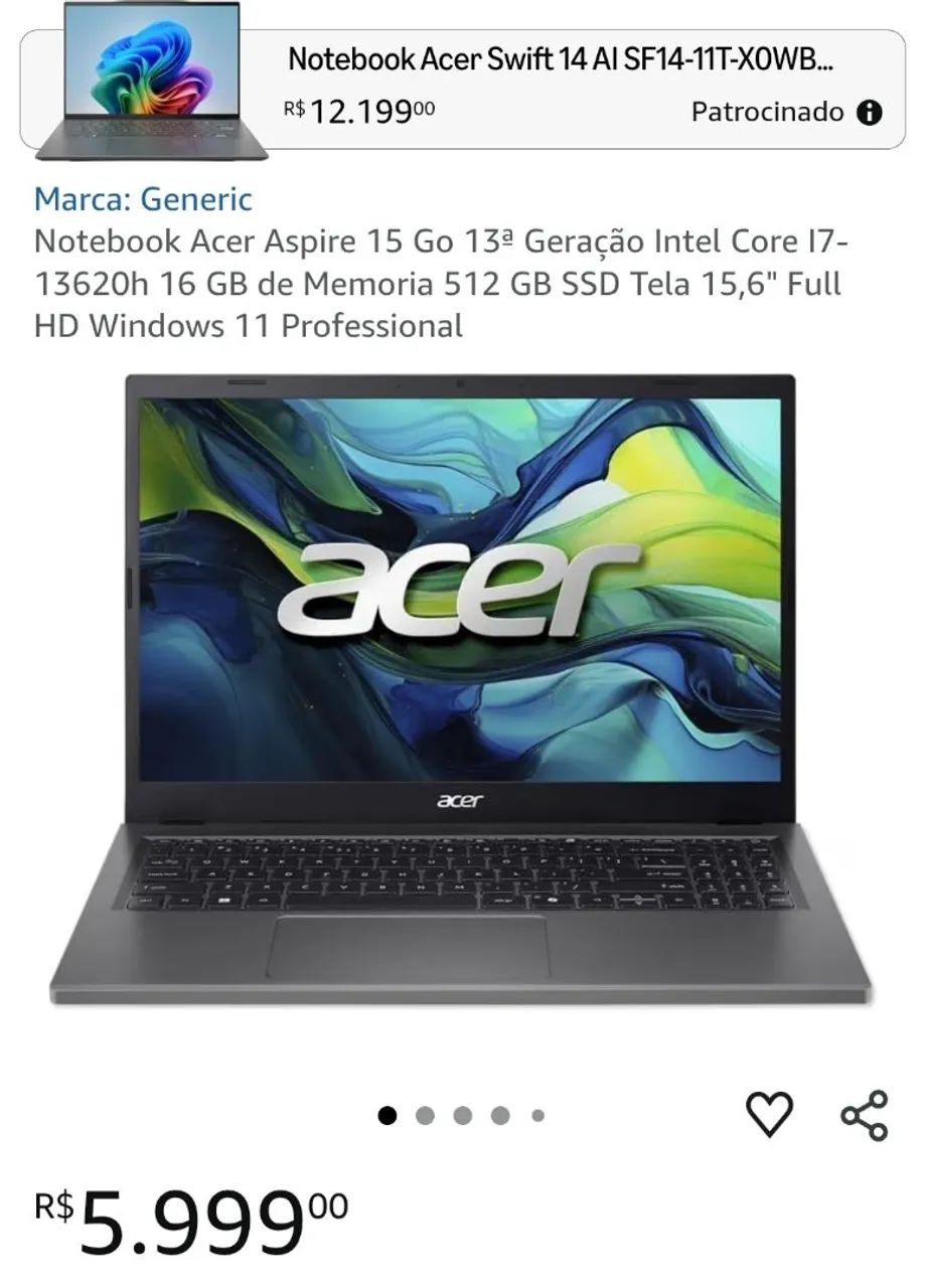 Notebook Acer aspire Go 15 i7 - Foto 3