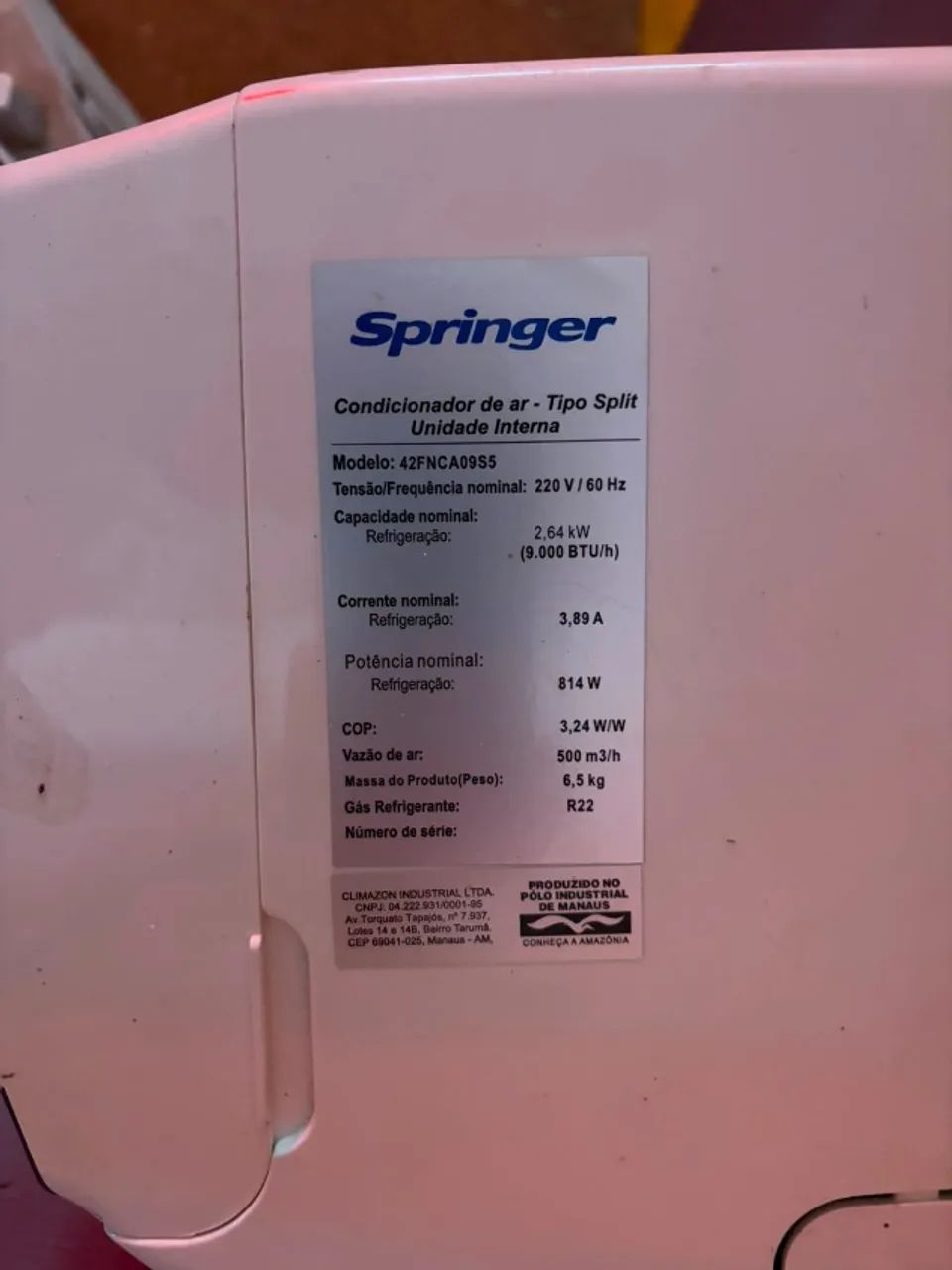 Ar-Condicionado Springer Split 9.000 BTUs