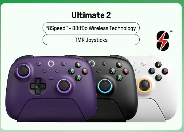 Controle Sem Fio 8BitDo Ultimate 2 para PC e Android com Joysticks TMR tri mode