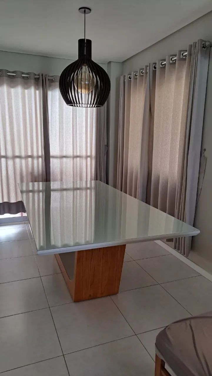 Mesa para Sala de Jantar 220 cm x 110 cm MDP / Vidro Off White - Foto 2