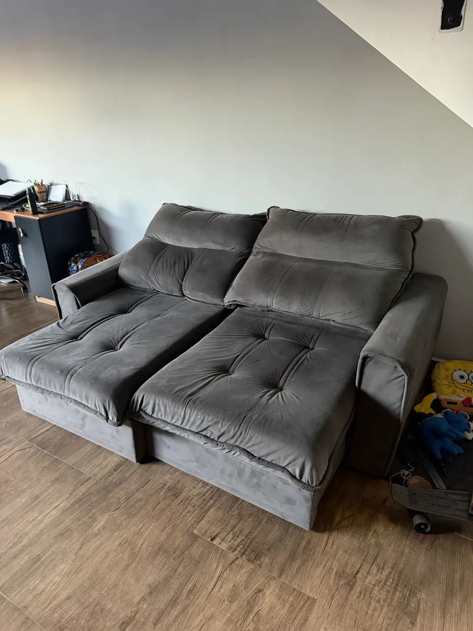 Sofa retratil e reclinavel 2 metros cinza
