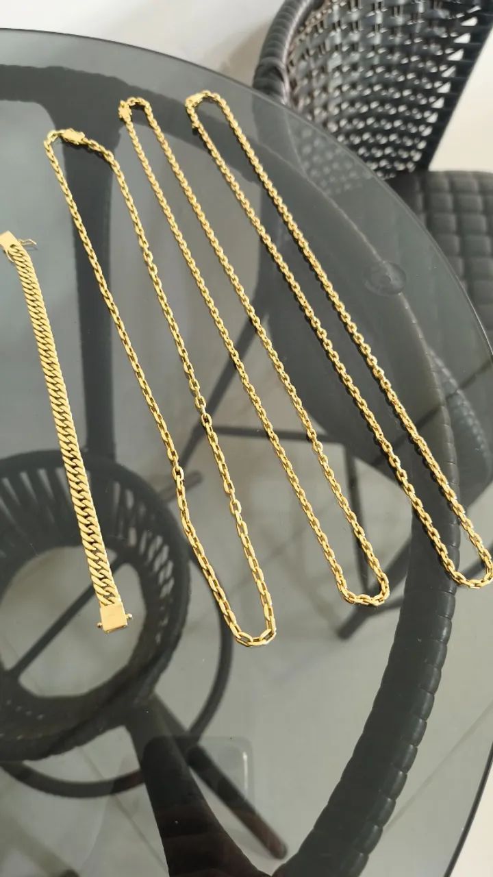 Corrente e pulseira de ouro 18k
