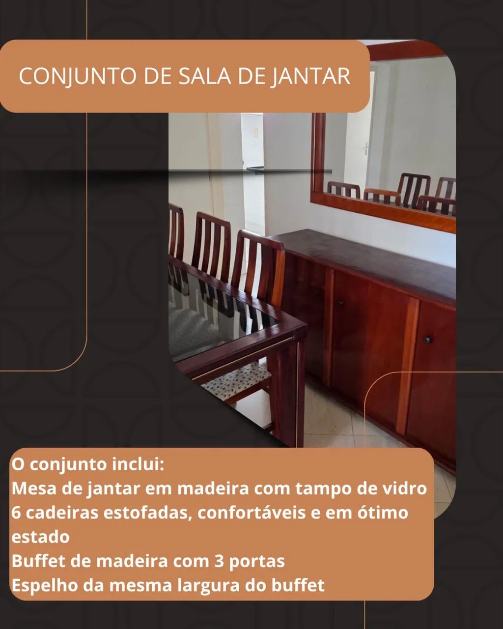 Mesa jantar, Buffet e espelho - Foto 2