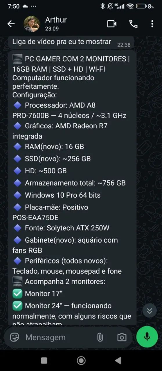 Vendo pc $2.200
