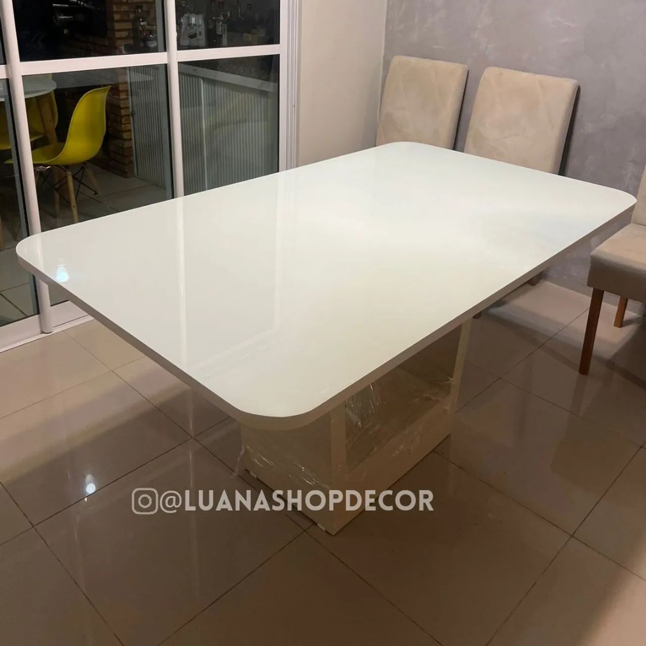 Mesa de Jantar Retangular Luxo com Vidro Laqueado  - Foto 3
