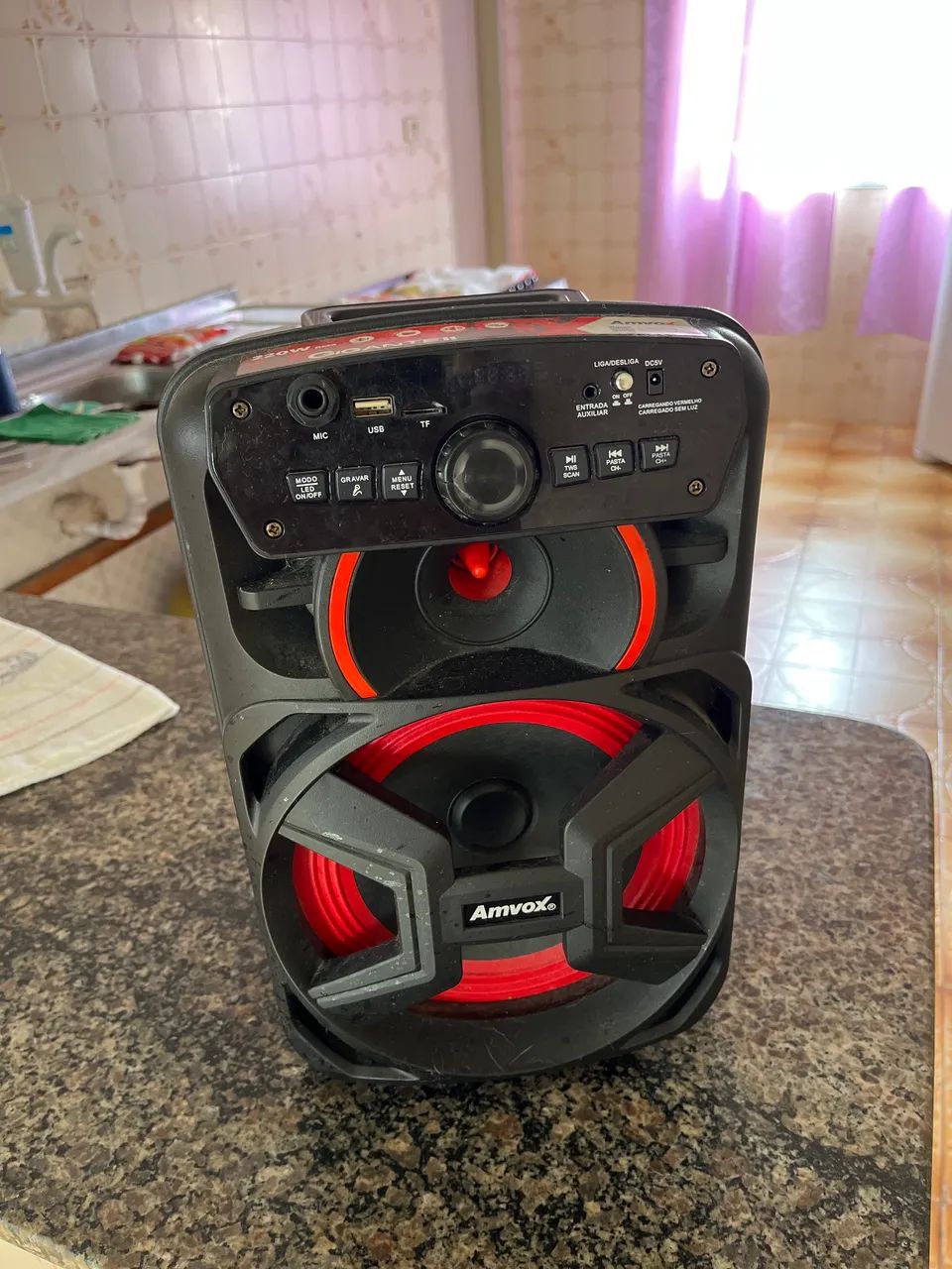 * Caixa de Som Amvox 220W com Bluetooth e Rádio FM