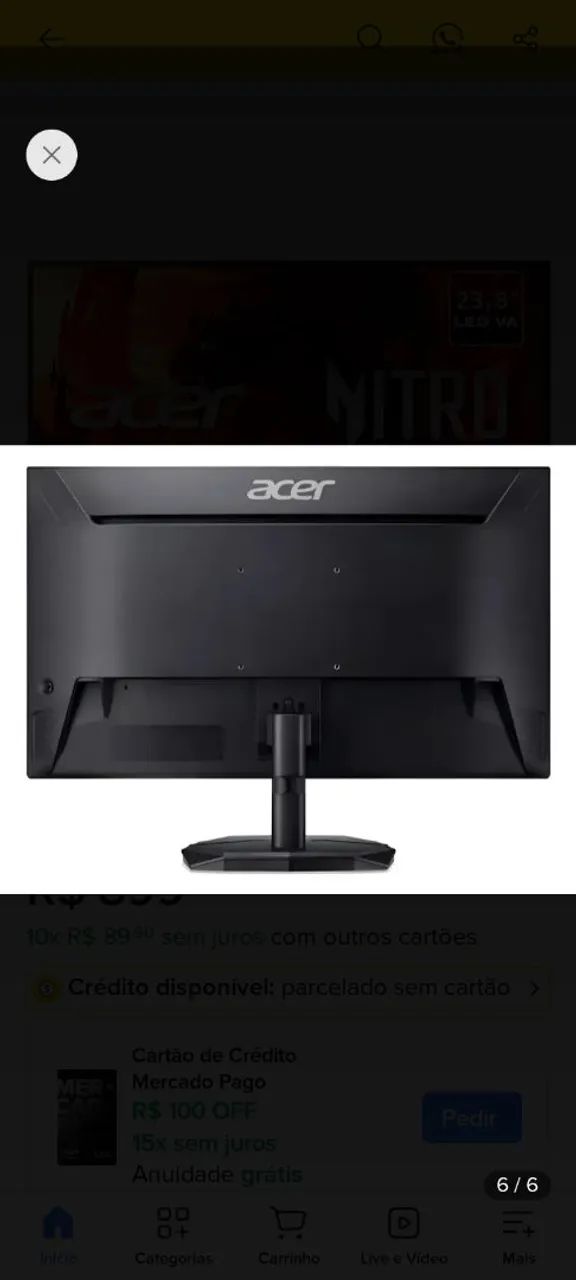 Monitor 23.8 Polegadas Nitro kG1 180Hz - Foto 2