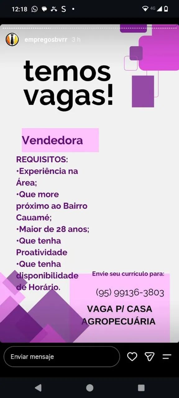 Vaga p/ Casa Agropecuária 
