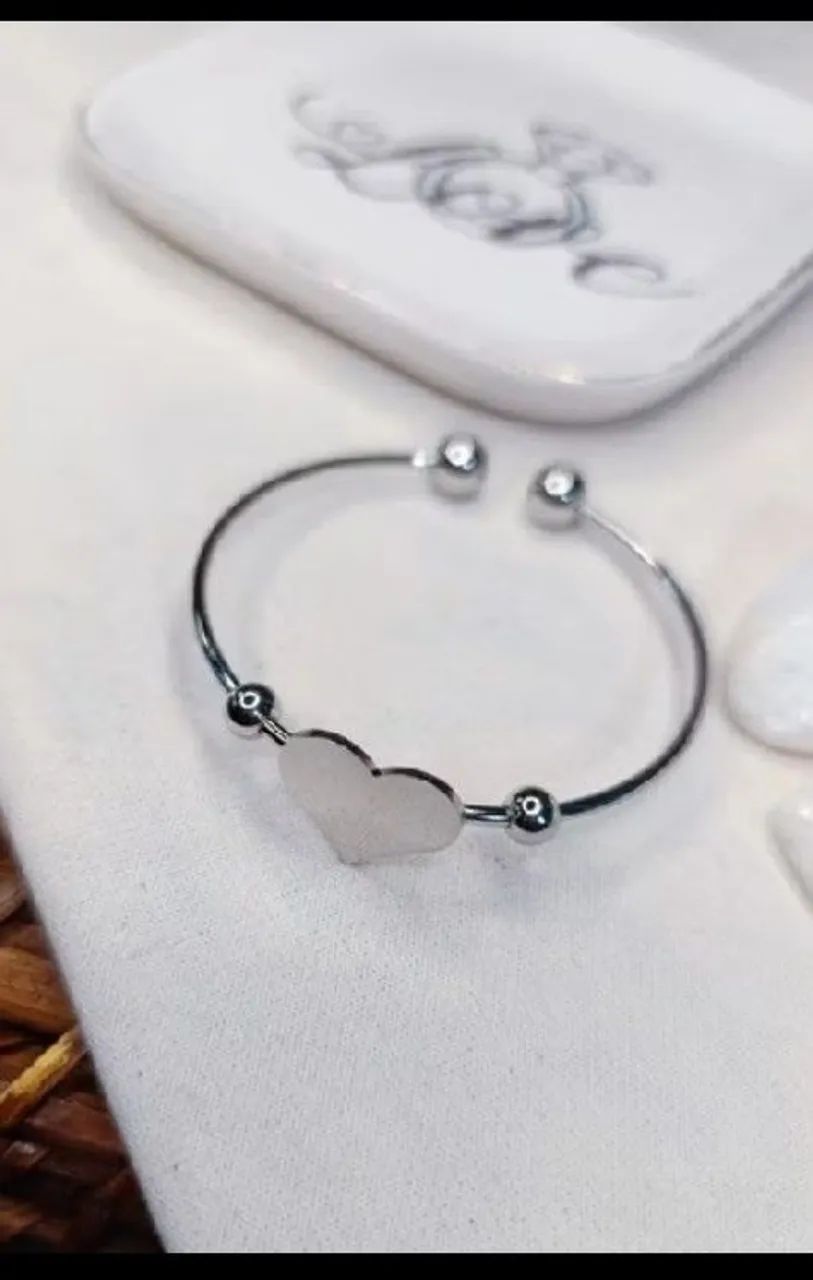 Bracelete coração aço inoxidável 