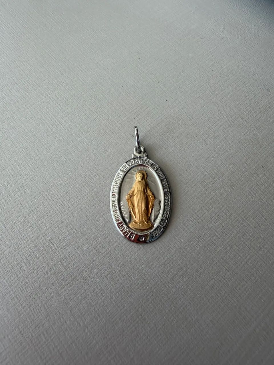 Medalha Ouro Branco 18 k Nossa Senhora 