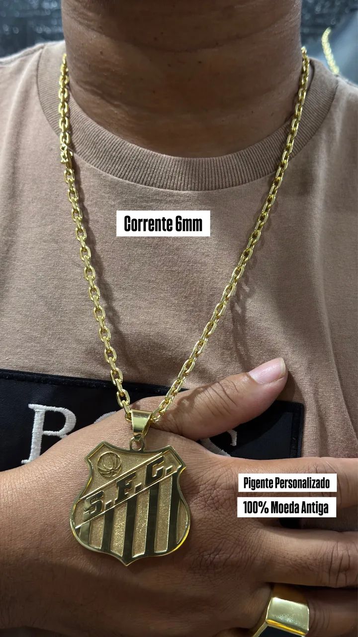 Corrente Do Santos 100% Moeda Antiga 