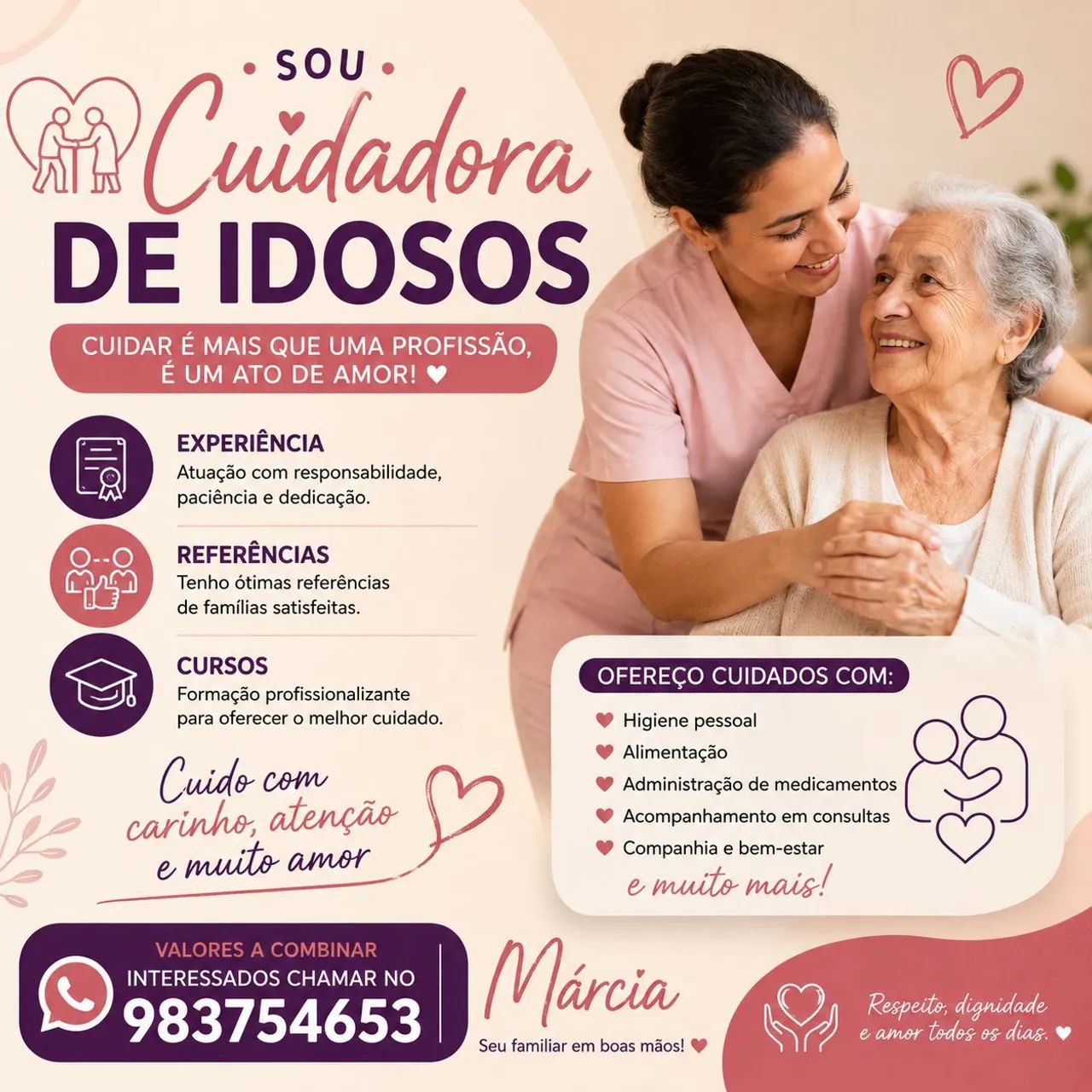 Sou cuidadora de idosos