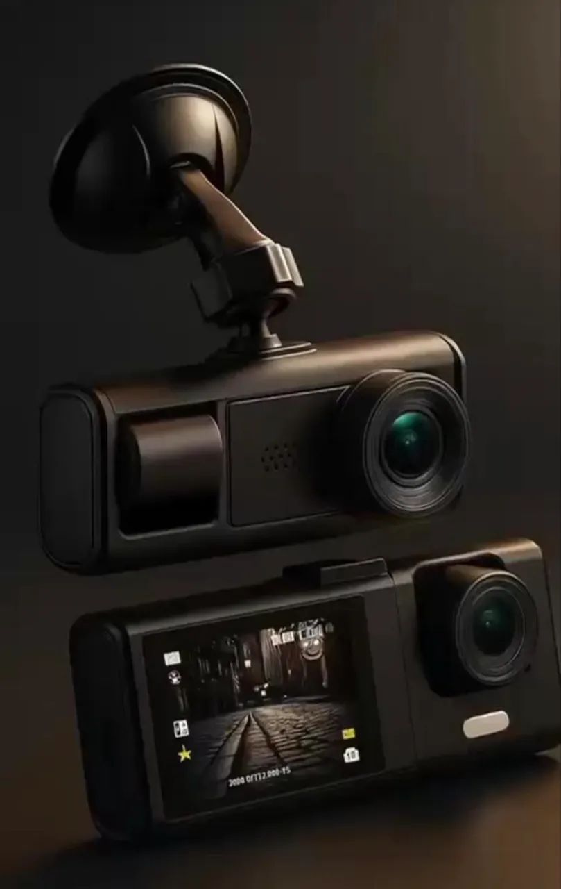 Câmera Veicular Dupla 1080p com Tela - Frontal e Interna