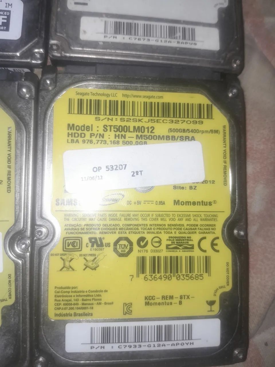 Lote de HDs de notebook com defeito 
