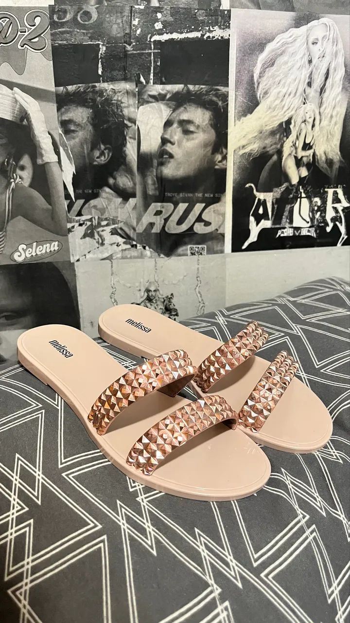 rasteirinha melissa bling rosa nude 