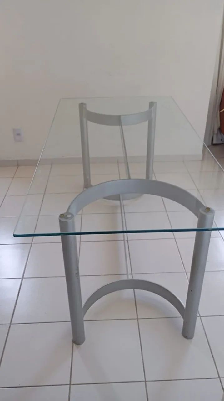 Linda Mesa aço e tampo de Vidro