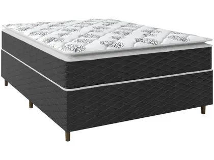Cama Box Casal Completa Barata com Colchão no Cinza