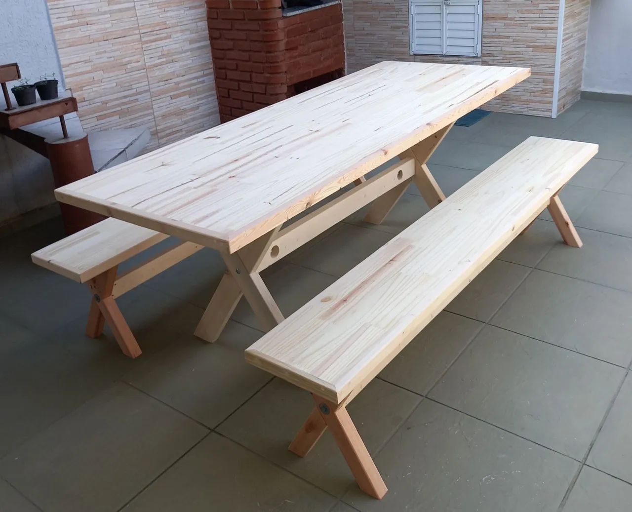 Mesa para Varandas 2 X 80 ( 4 bancos )  - Foto 3