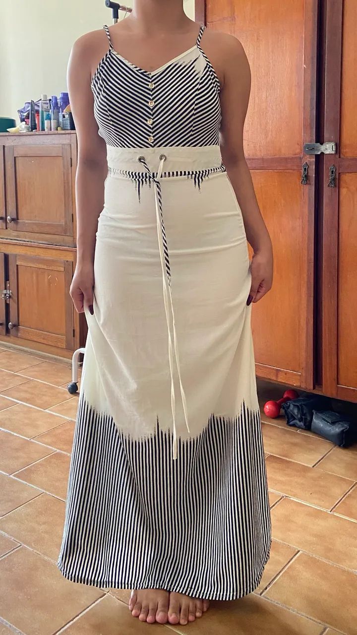 Vestido longo estampa neutra - Foto 2