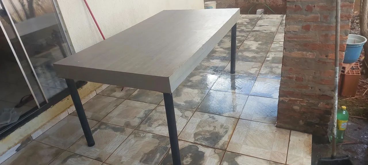 Mesa de madeira pé de metal - Foto 3
