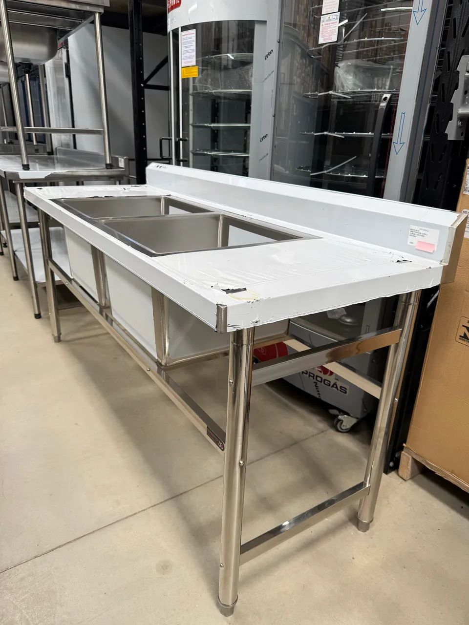 MESA INOX 1900x700x850 COM 2 CUBAS CENTRAIS - URUMAX - Foto 5