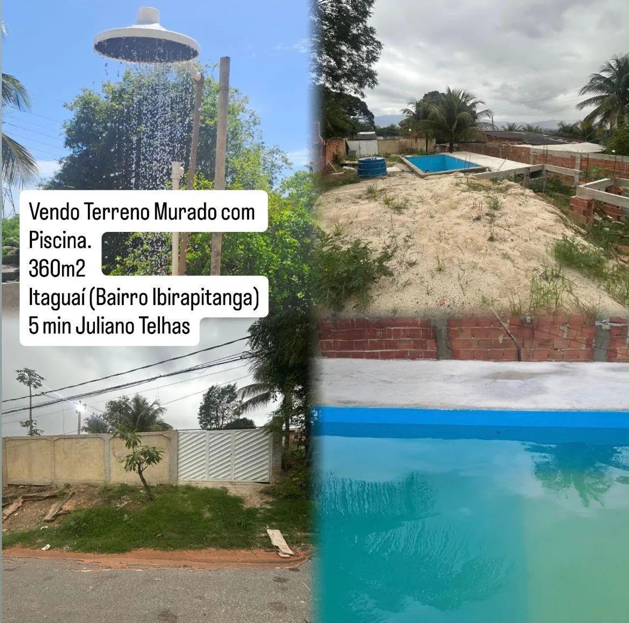 Terreno murado com piscina em Itaguaí 
