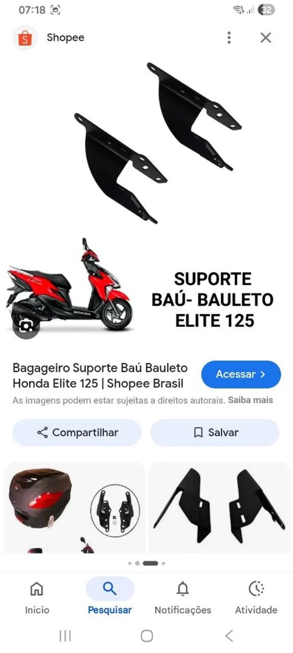 Suporte de bau elite 125  - Foto 2