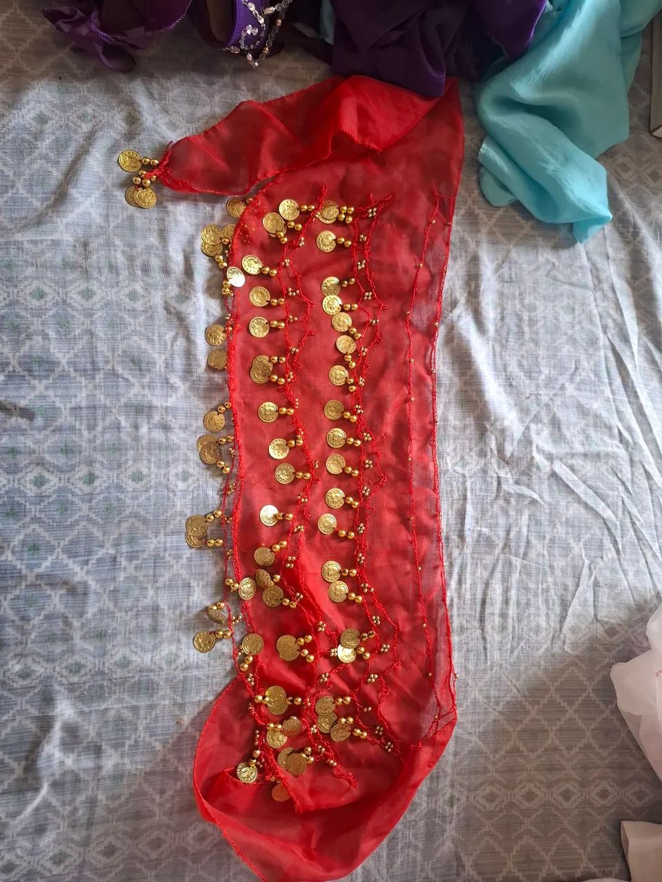 Lindo Kit Traje de dança do Ventre ou árabe, lenço e túnica com touca - Foto 2