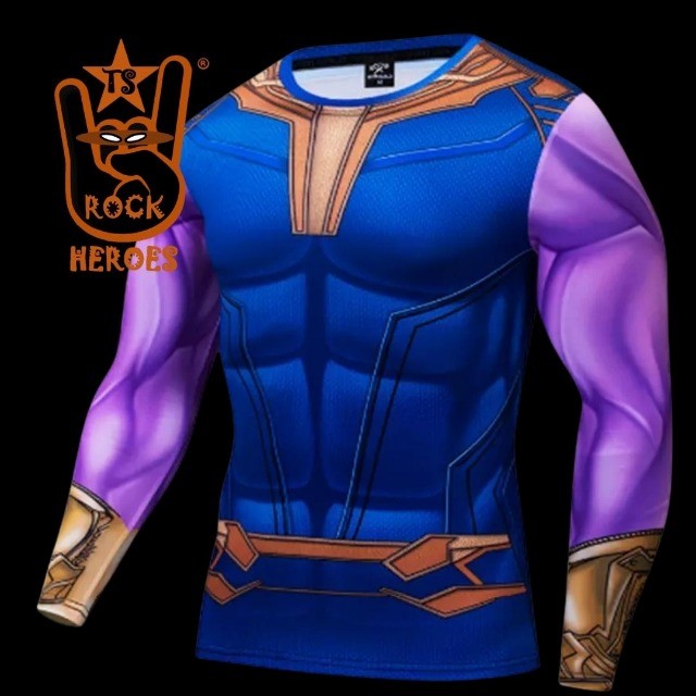  Camisa de Compressão Thanos Manga Longa Rashguard Elastano