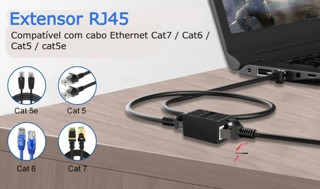 Emenda Extensor Rj45 Cabo Rede Cat5 Cat6 Cat7  Arduino Automação COD-CP685  - Foto 2